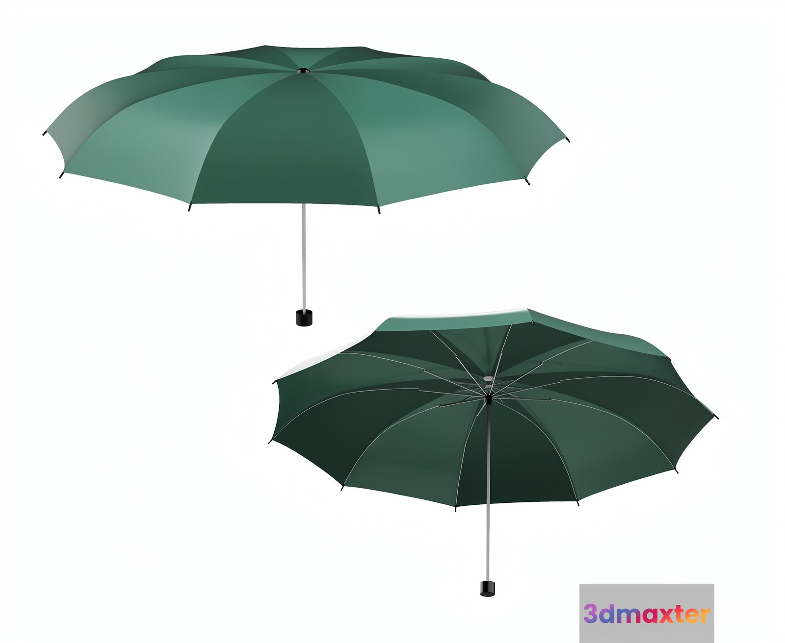 Two Green Umbrellas 3D Model - 2890 - VRAY Render