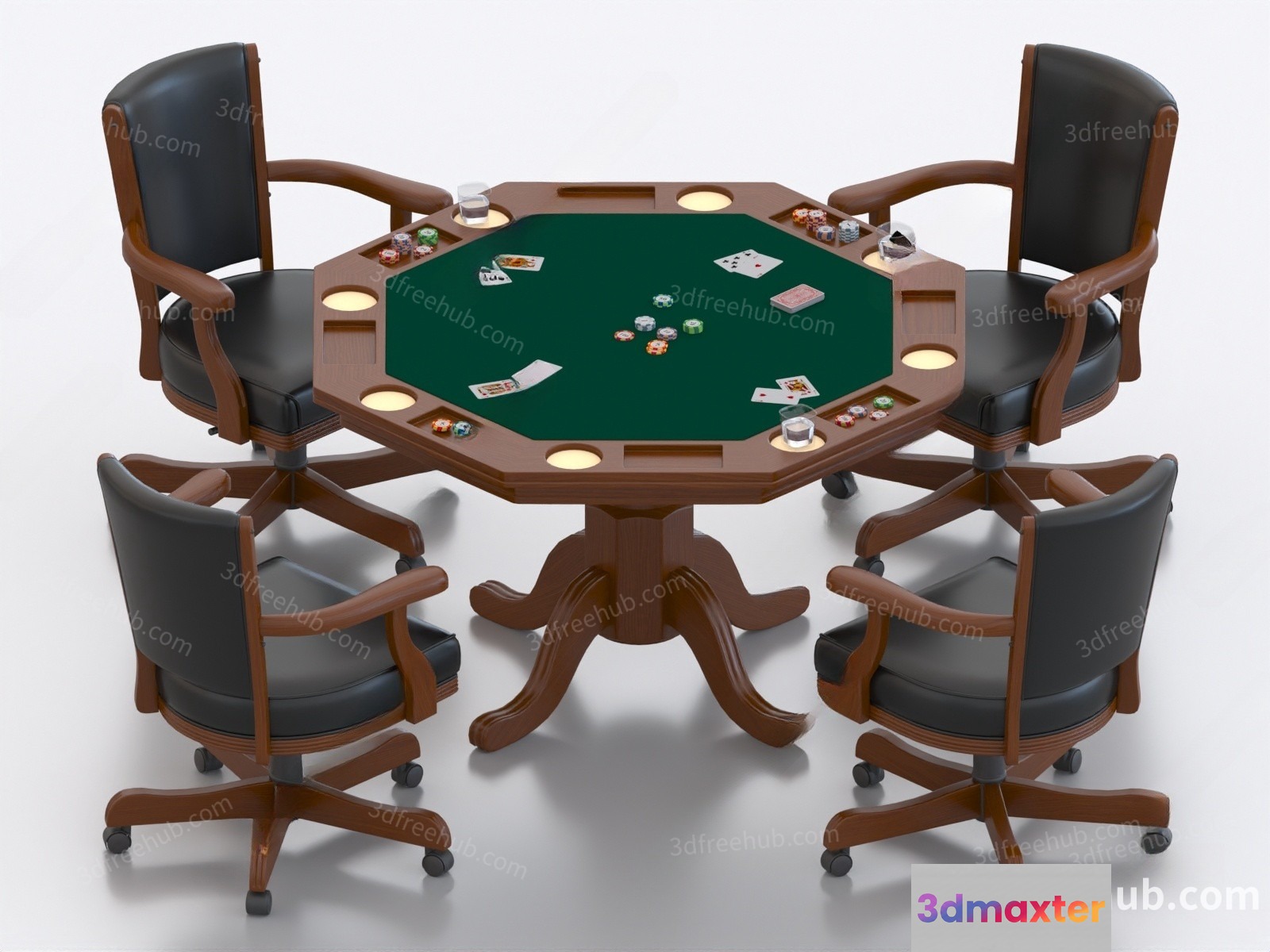 A Table With A Green Felt Surface 3D Model - 20789 - VRAY Render