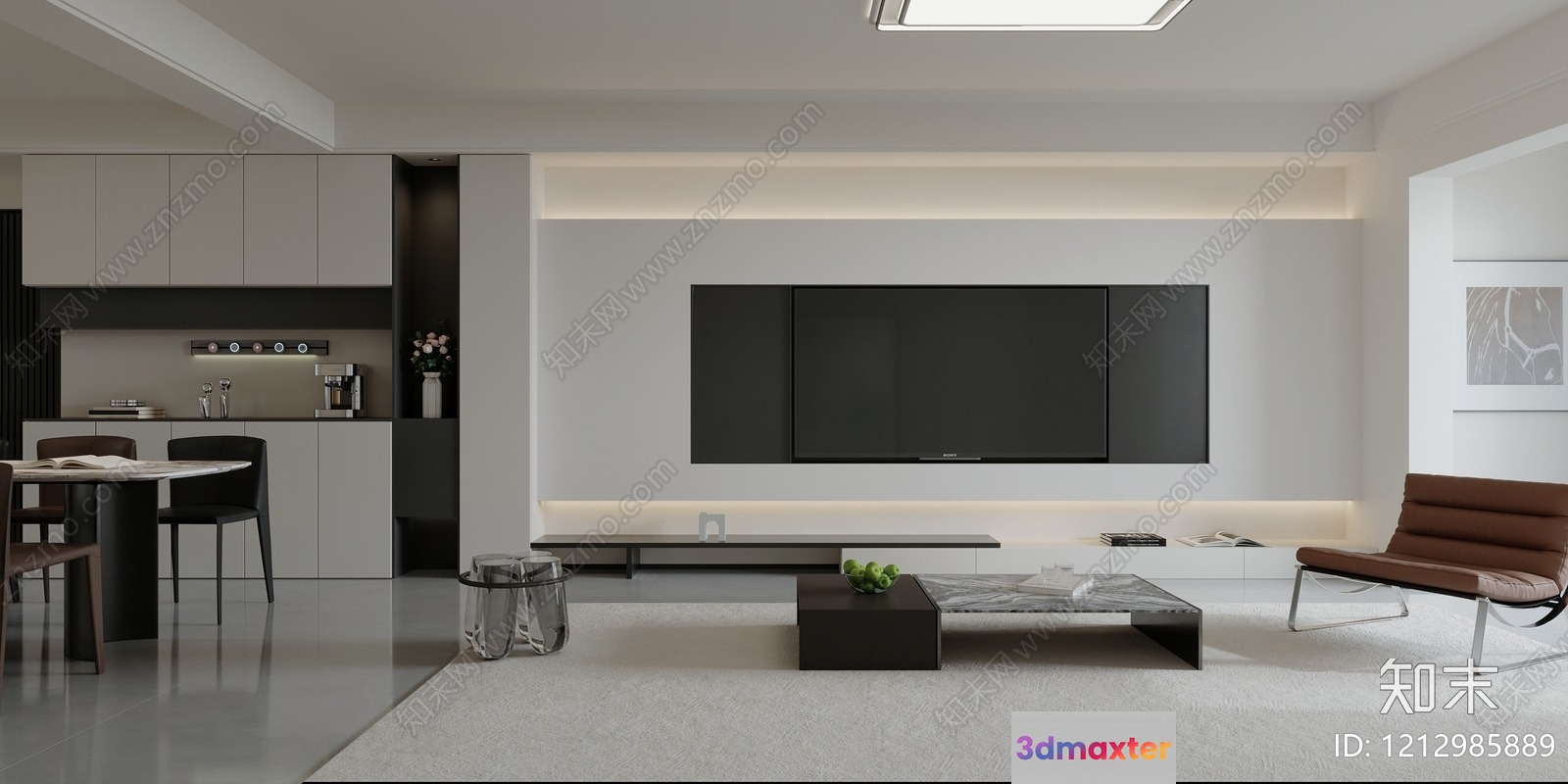 Modern Living Room 3D Model - 12796 - VRAY Render