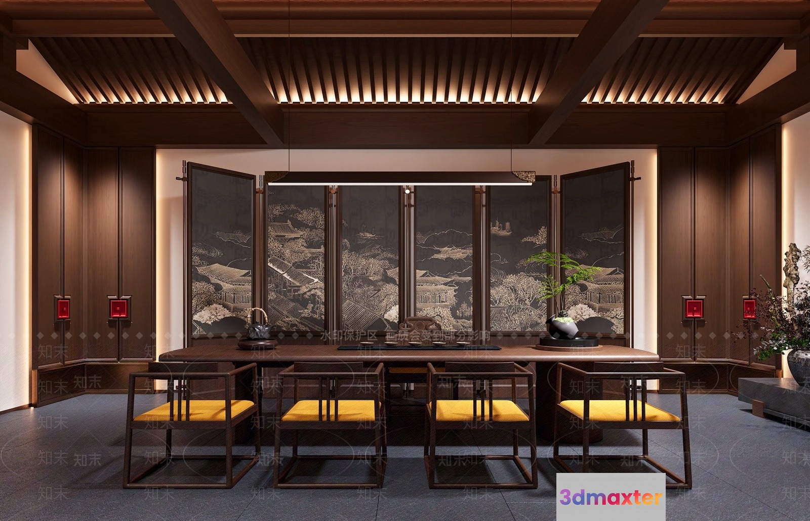 A Modern Dining Room 3D Model - 17186 - VRAY Render