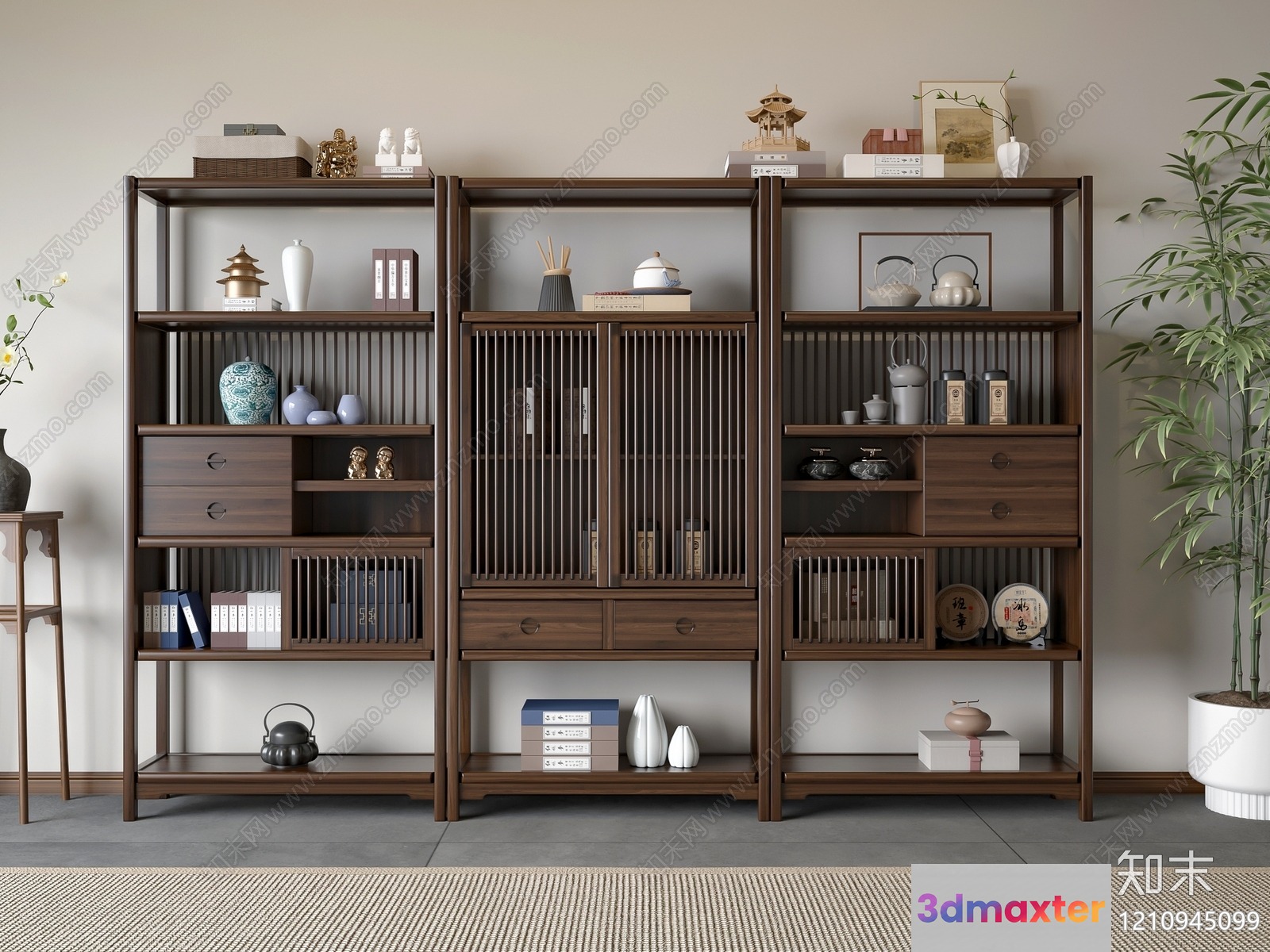A Brown Wooden Shelf 3D Model - 19760 - VRAY Render