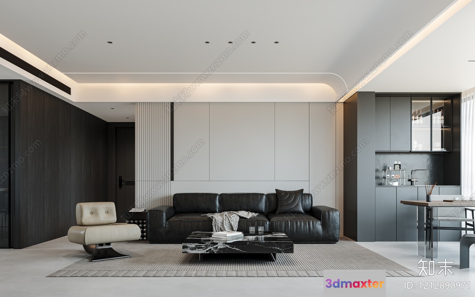 Modern Living Room 3D Model - 3585 - VRAY Render