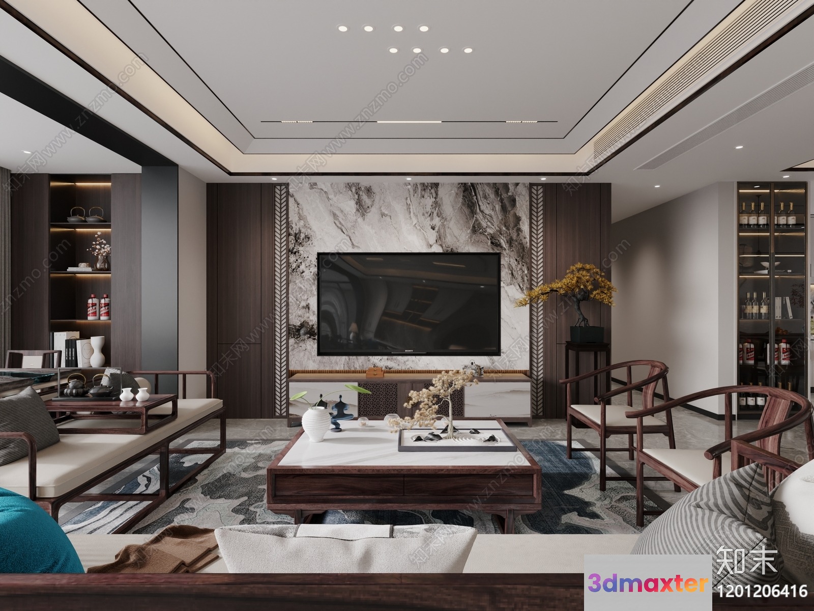 Modern Living Room 3D Model - 3953 - CORONA Render