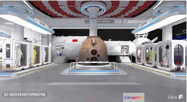 A Futuristic Space Station 3D Model - 318 - VRAY Render