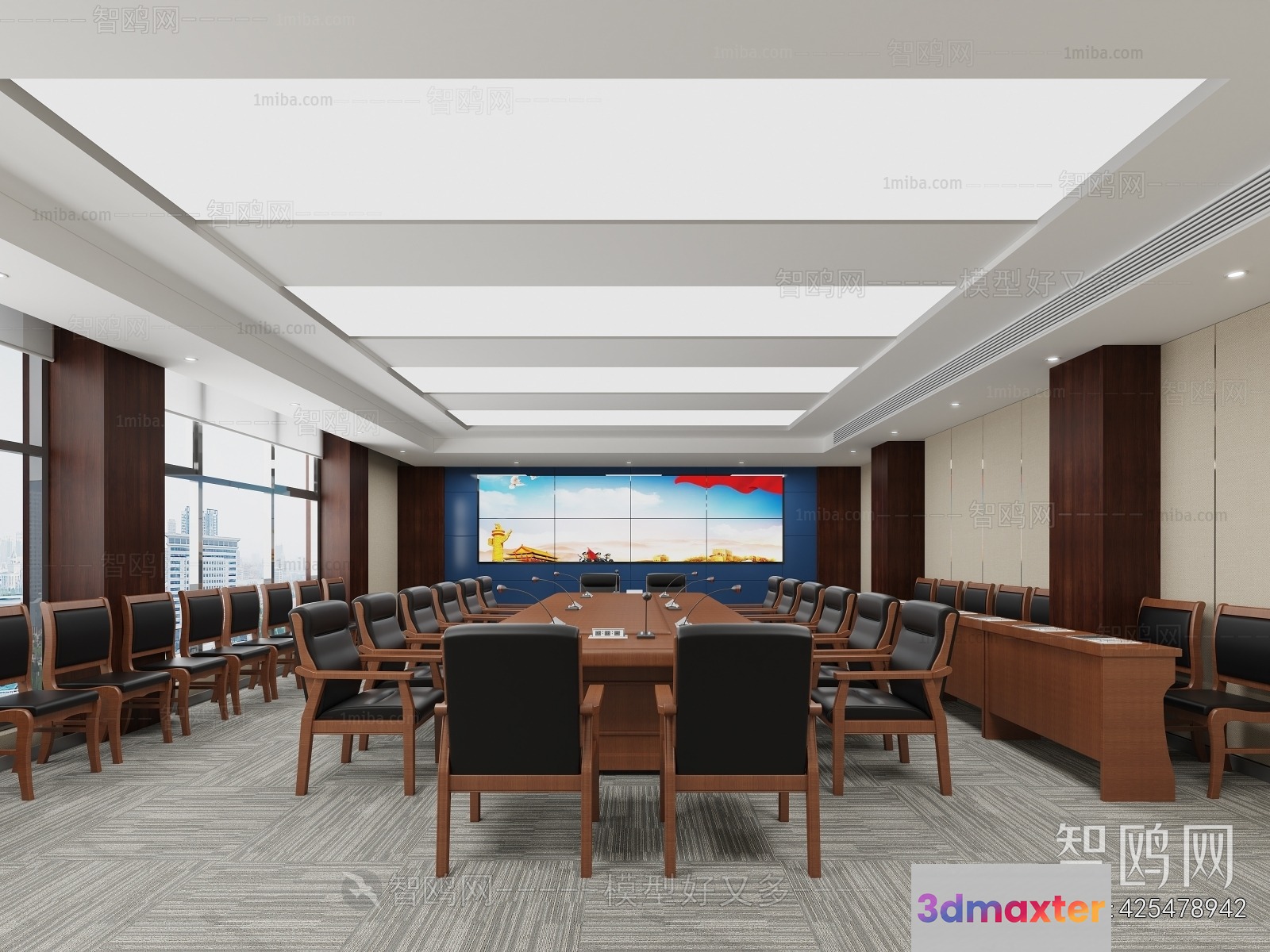 Wooden Conference Table 3D Model - 22431 - VRAY Render