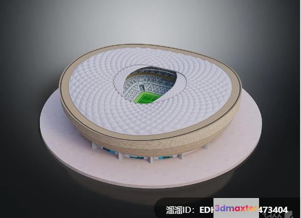 A Stadium With A Green Field 3D Model - 9328 - VRAY Render