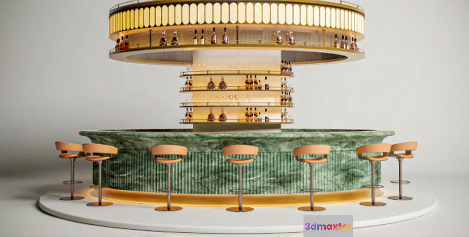 Modern Bar Area 3D Model - 12636 - VRAY Render