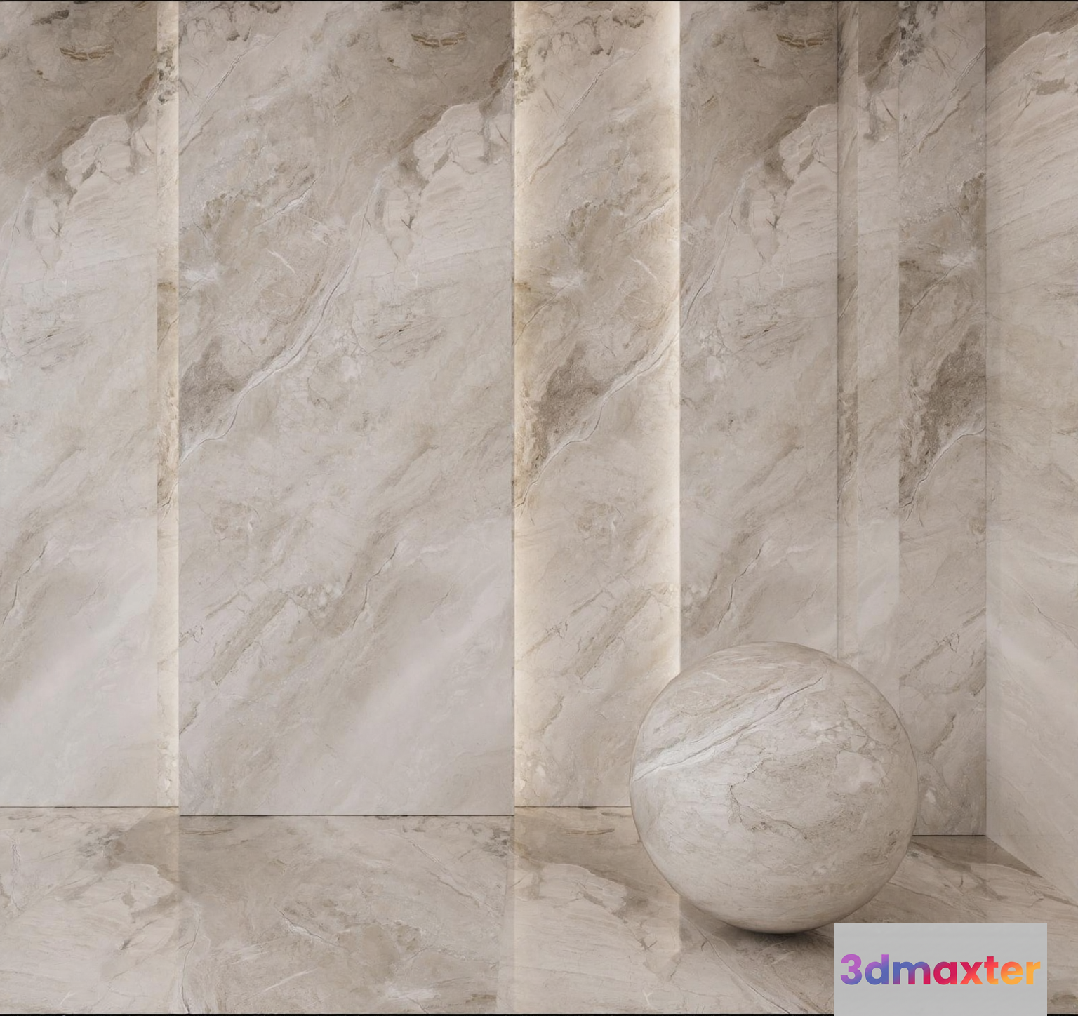 Marble Sphere In A Room 3D Model - 9523 - VRAY Render