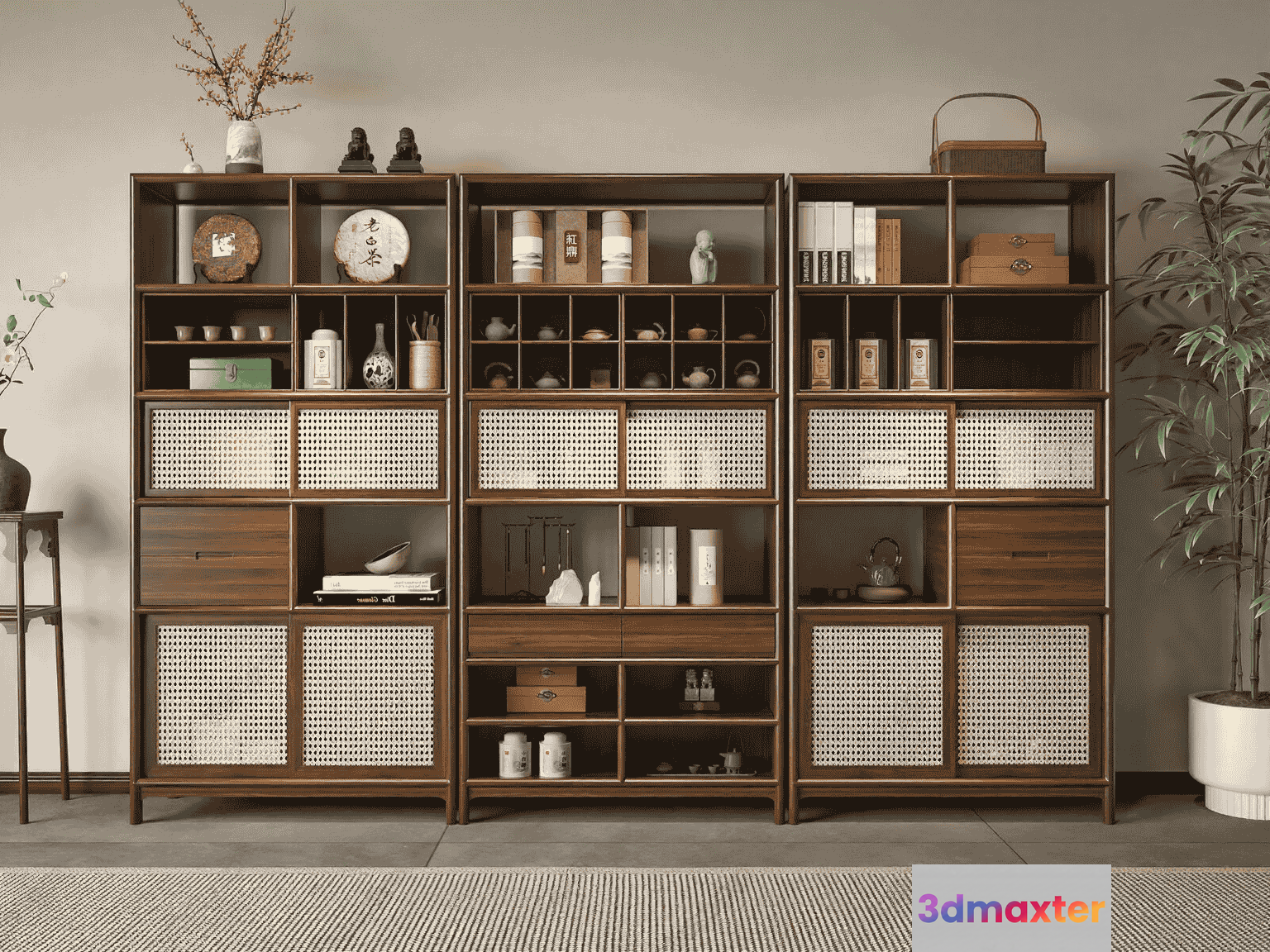 Wooden Shelving Unit 3D Model - 17459 - VRAY Render