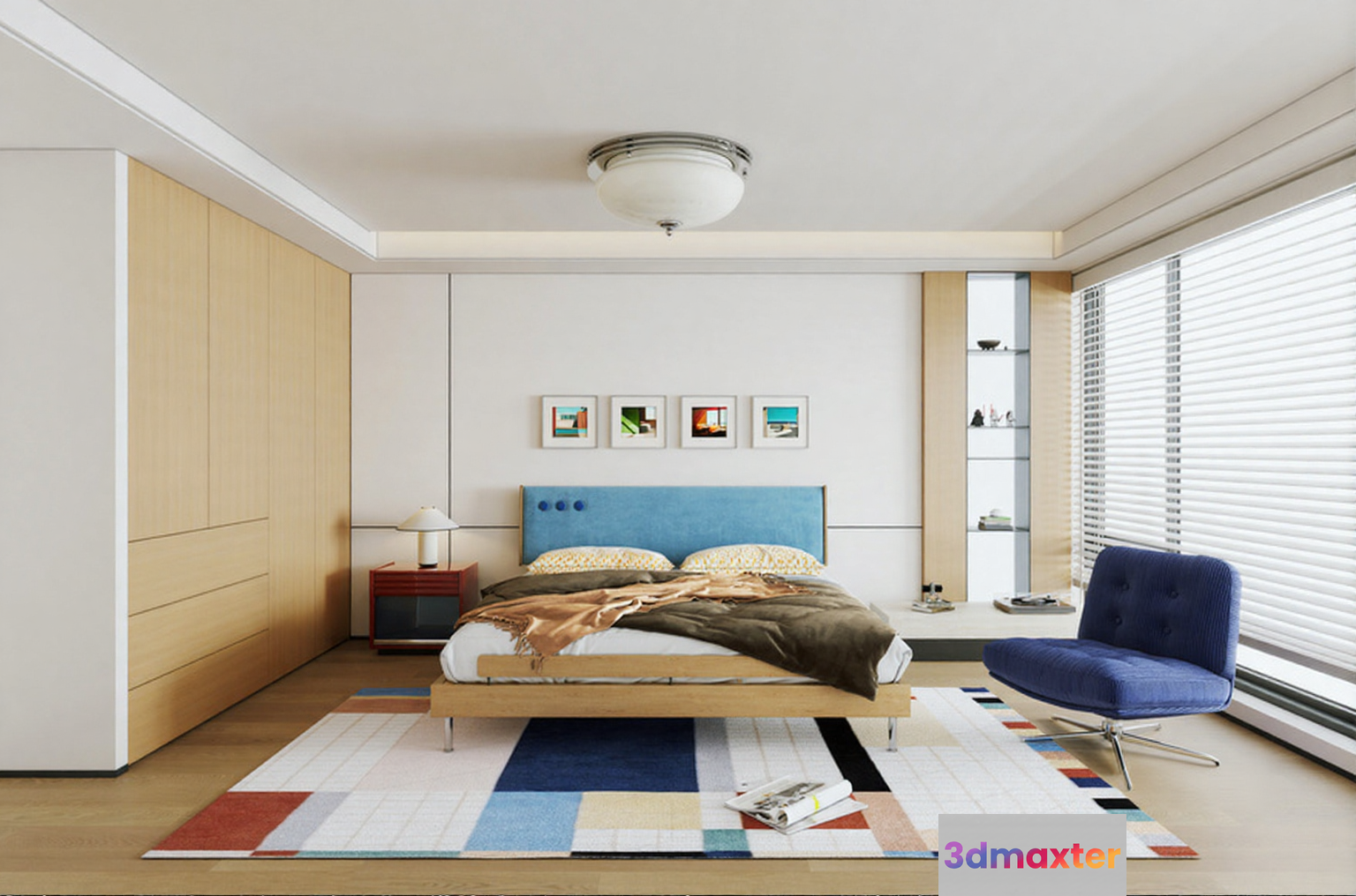 Cozy Modern Bedroom 3D Model - 16438 - VRAY Render