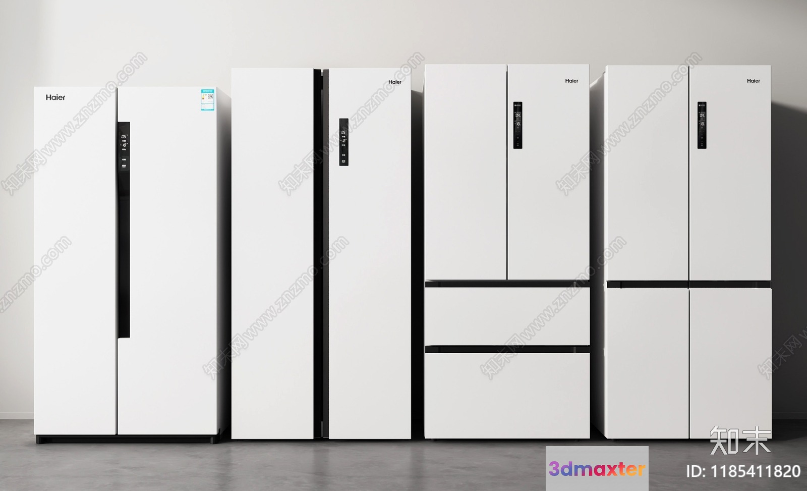 Modern White Refrigerators 3D Model - 18390 - VRAY Render