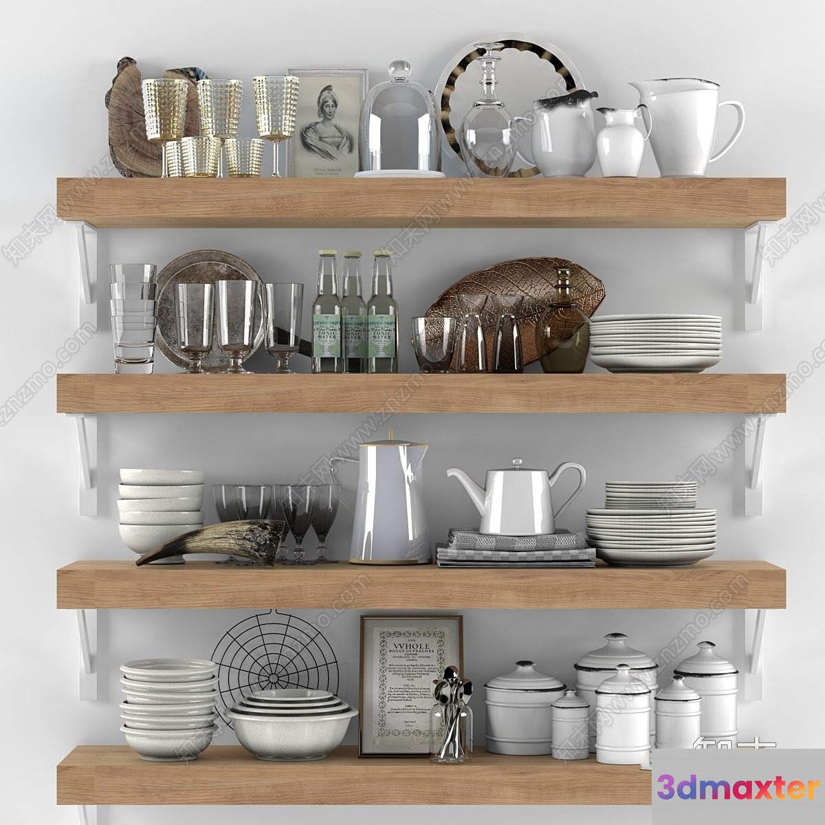 Four-Tiered Shelving Unit 3D Model - 11148 - VRAY Render