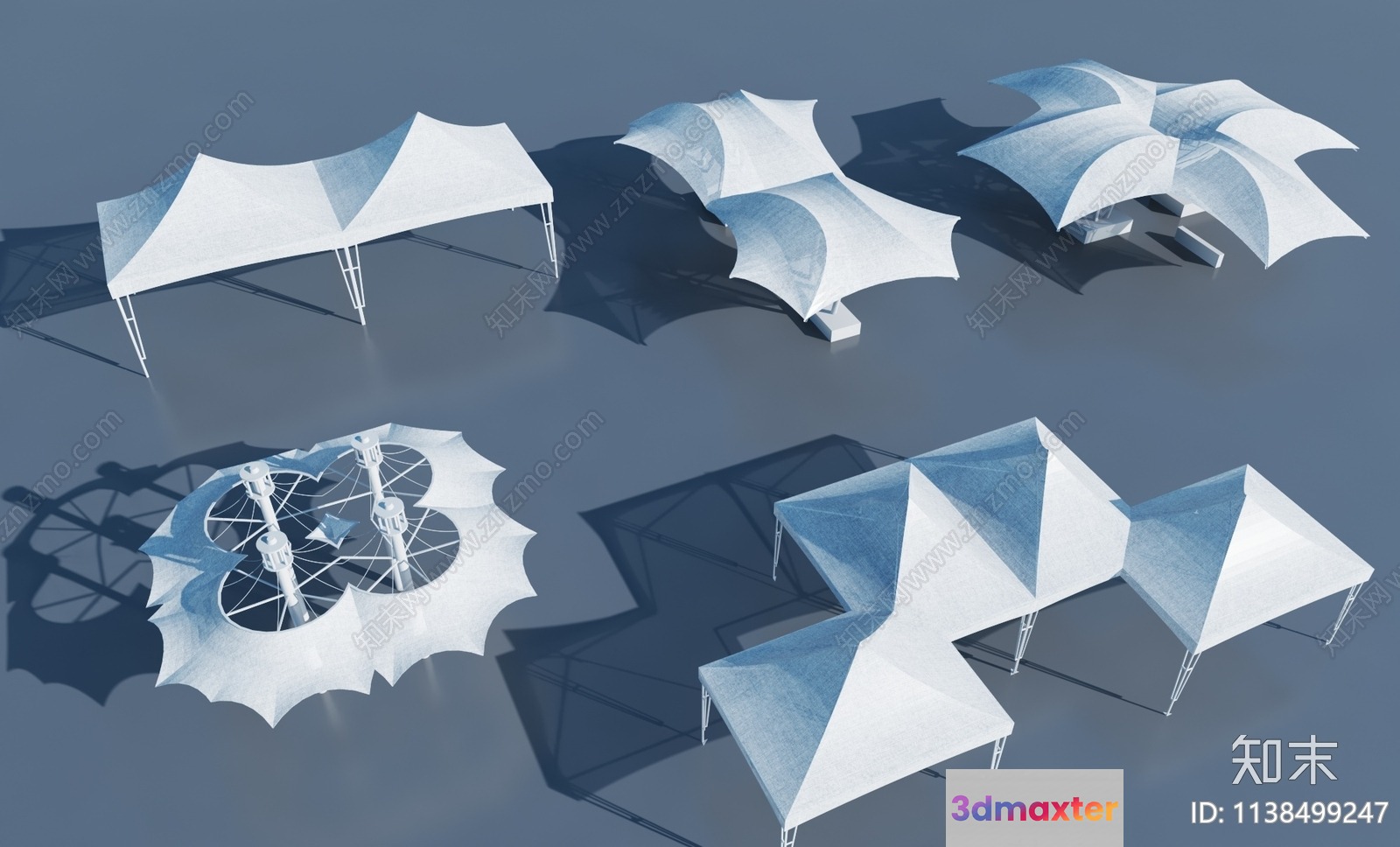 A 3D Rendering Of A White Tent With A Unique Design Showcasing 3D Model - 11186 - VRAY Render