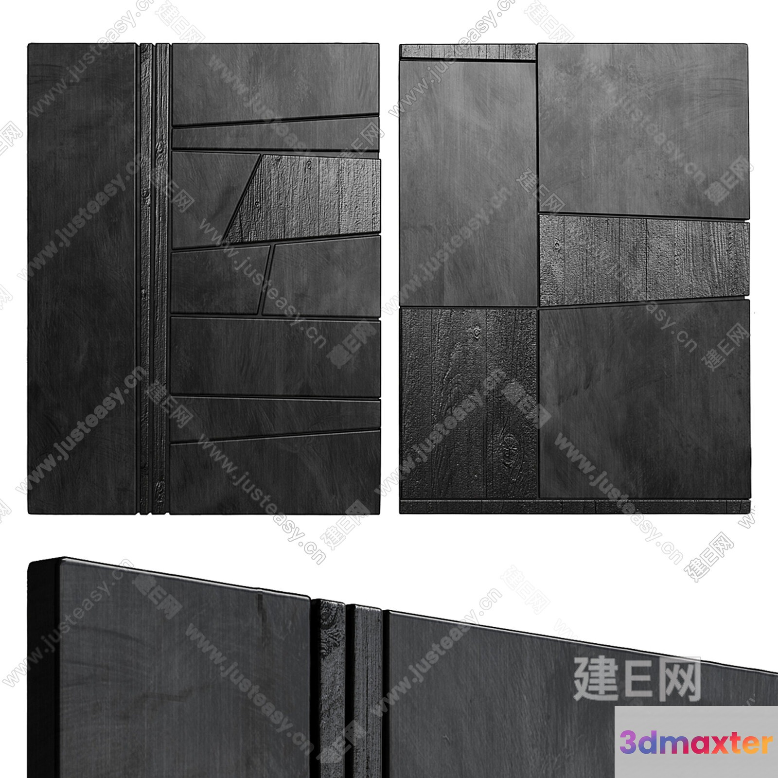 A Black Wooden Panel 3D Model - 11455 - VRAY Render