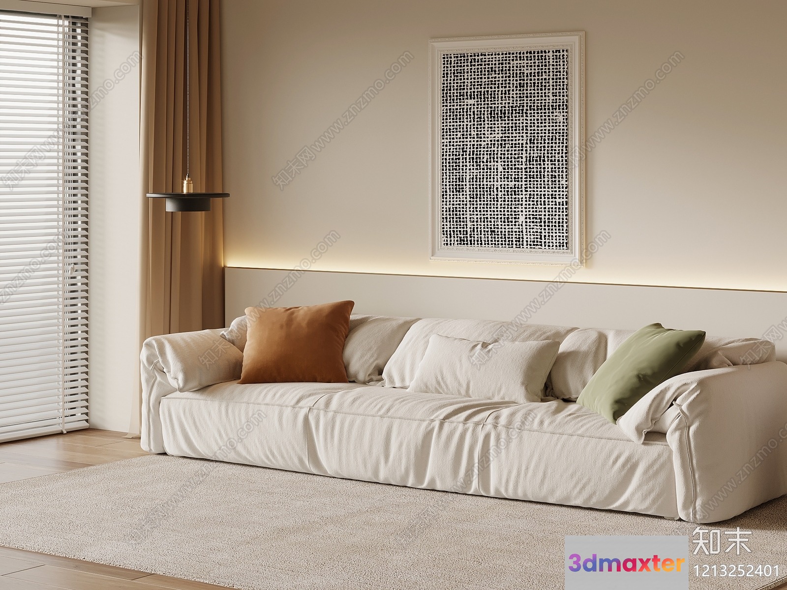 A White Couch 3D Model - 5228 - VRAY Render