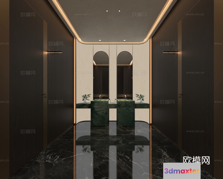 Modern Dark Bathroom 3D Model - 8050 - VRAY Render