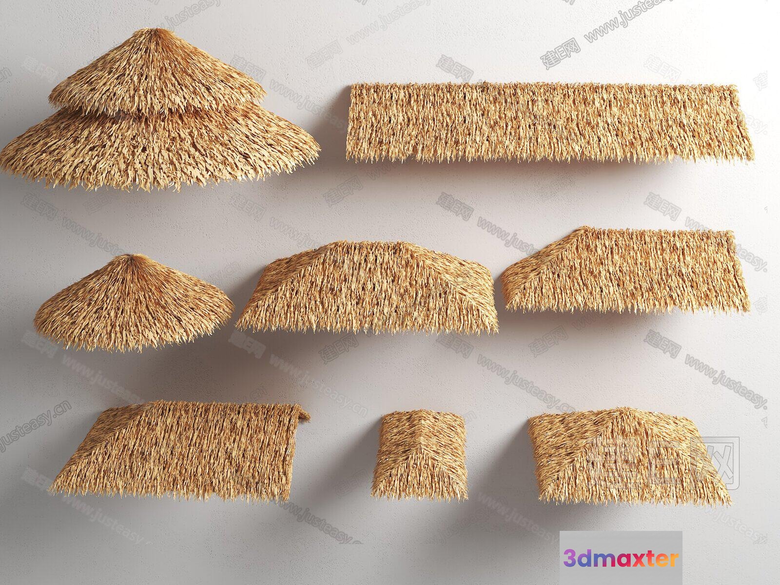 A Collection Of Thatched Roof Samples 3D Model - 15409 - VRAY Render
