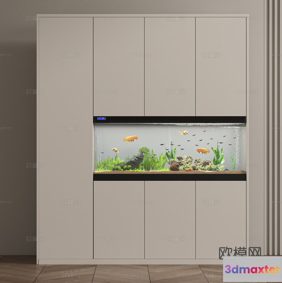 A Wall-Mounted Aquarium 3D Model - 12693 - VRAY Render