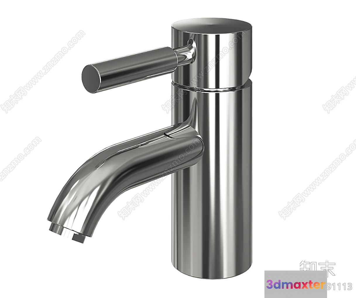 A Silver Faucet With A Handle 3D Model - 2942 - VRAY Render