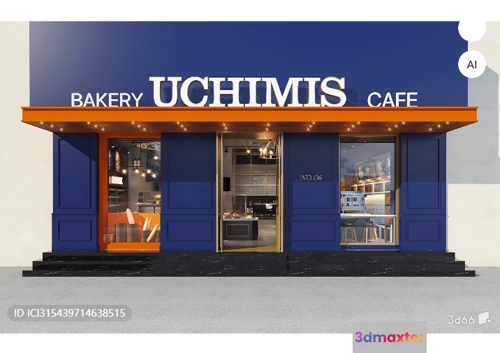 Bakery Cafe Storefront 3D Model - 5142 - VRAY Render