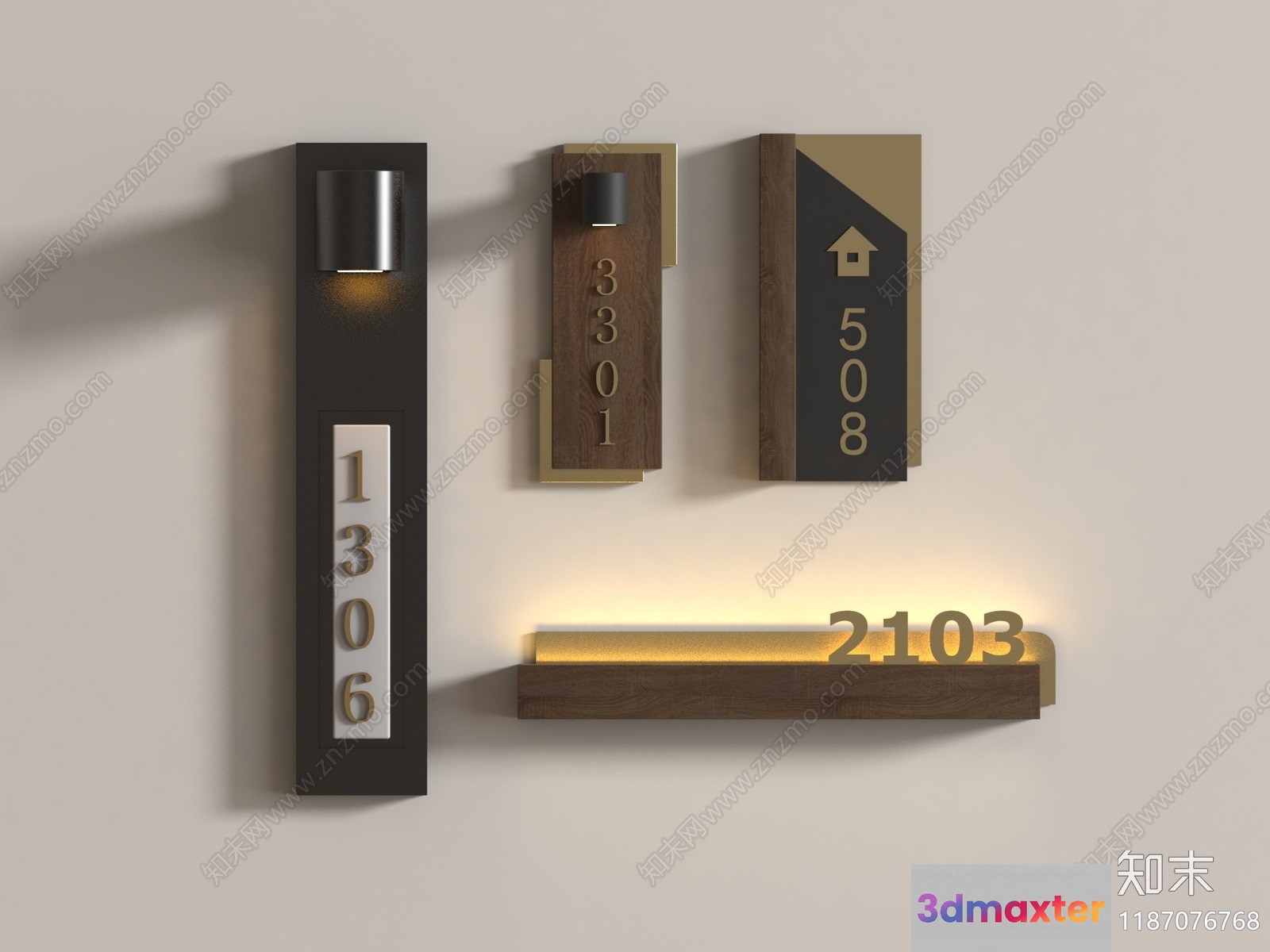Modern House Numbers 3D Model - 8798 - VRAY Render