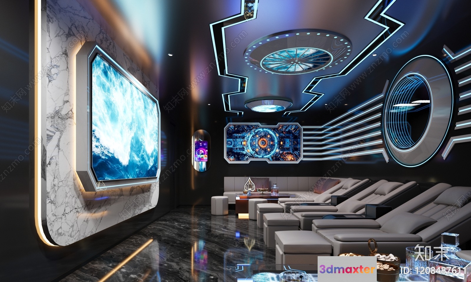 Modern Entertainment Room 3D Model - 16689 - VRAY Render