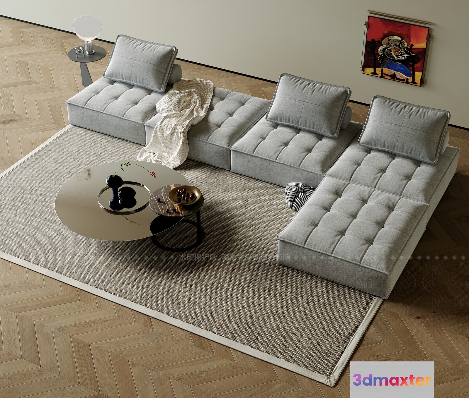 Modern Living Room 3D Model - 12348 - VRAY Render
