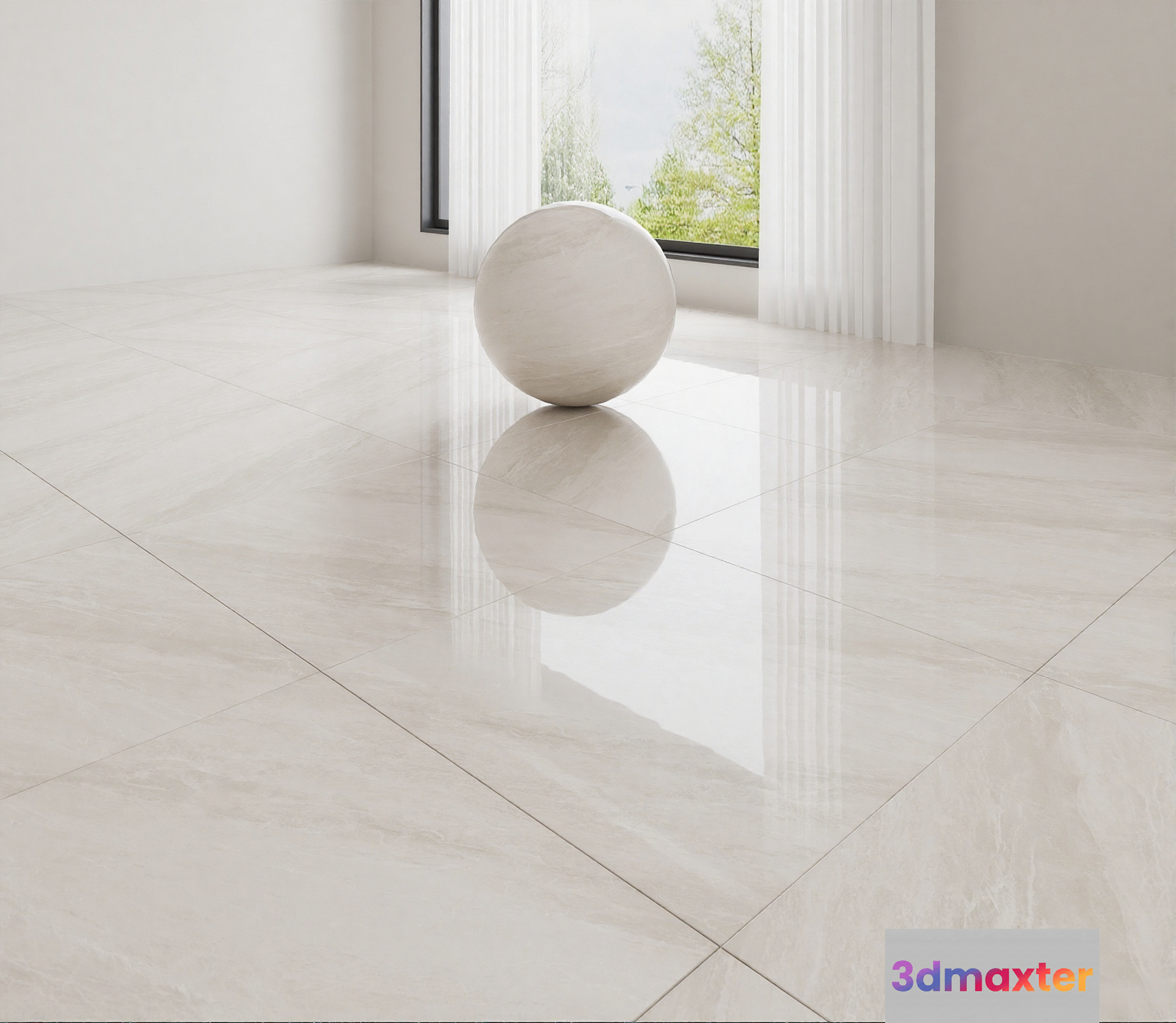 A White Marble Floor 3D Model - 5024 - CORONA Render