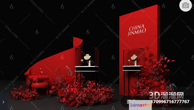 Red And Black Display 3D Model - 9000 - VRAY Render