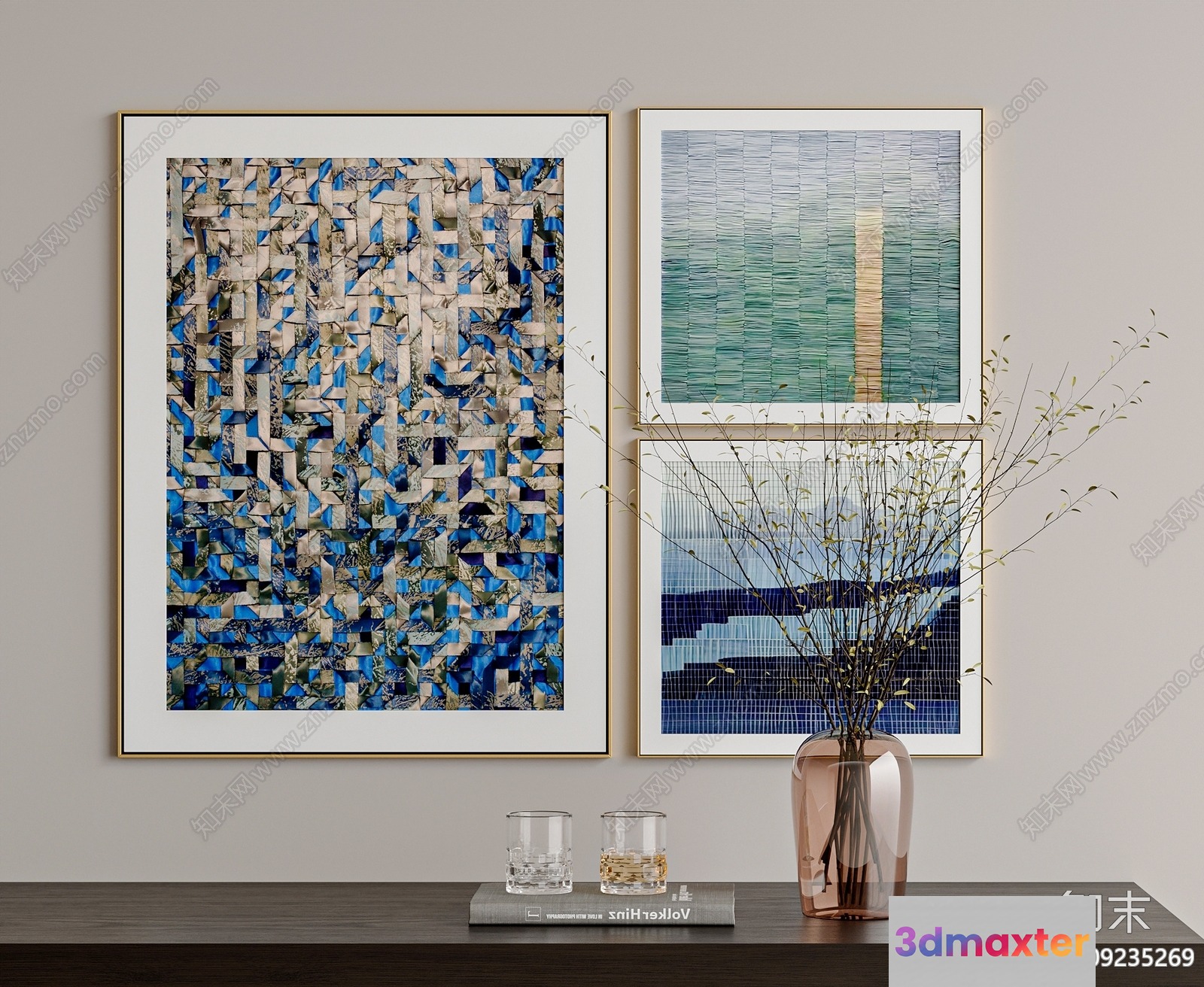 Modern Art Decor 3D Model - 10480 - VRAY Render