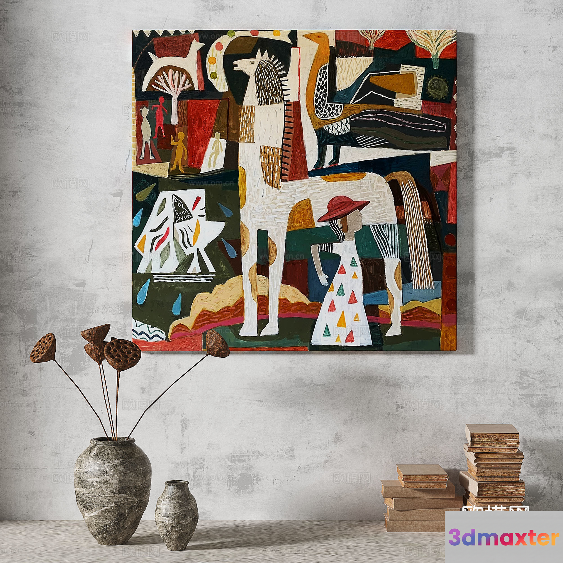 A Painting Of A Horse 3D Model - 4916 - VRAY Render