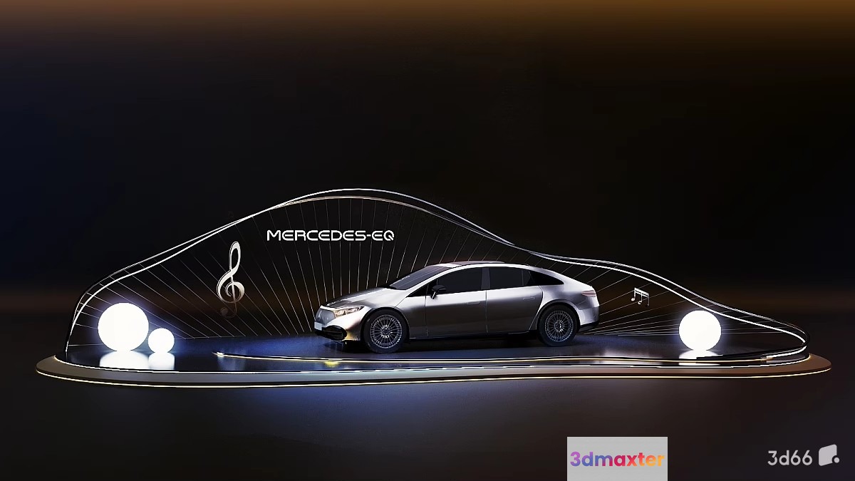 A Silver Mercedes Car 3D Model - 22487 - VRAY Render
