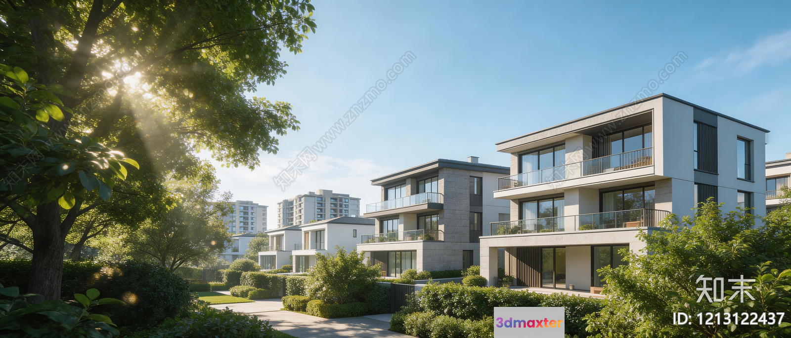 Modern Multi-Story Houses 3D Model - 3367 - VRAY Render