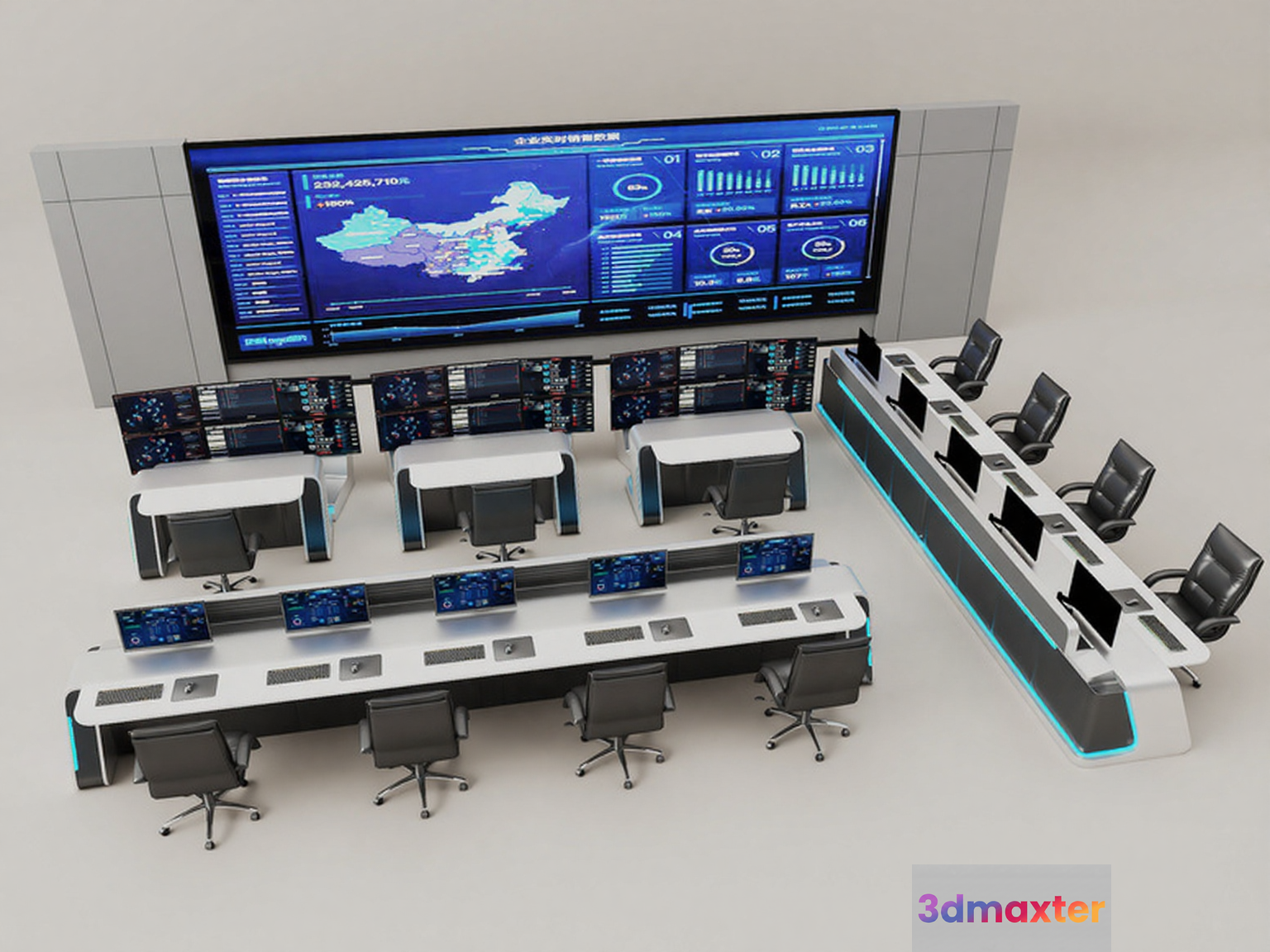 Modern Computer Room 3D Model - 22769 - VRAY Render