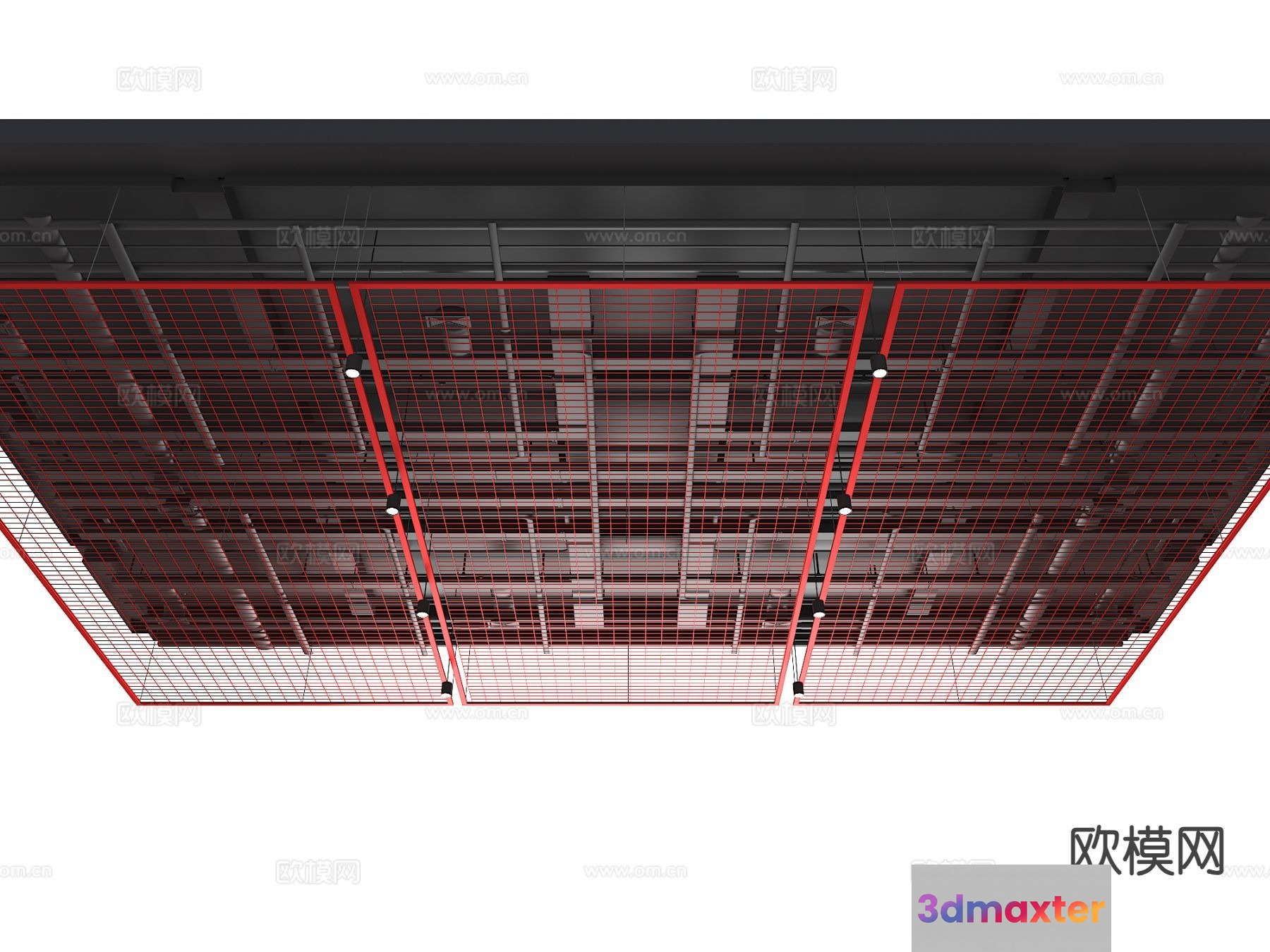 Red Metal Ceiling 3D Model - 13624 - VRAY Render
