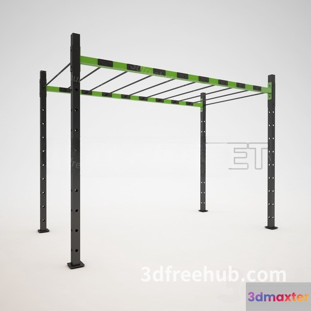 A 3D Rendering Of A Green And Black Monkey Bar Structure 3D Model - 19594 - VRAY Render