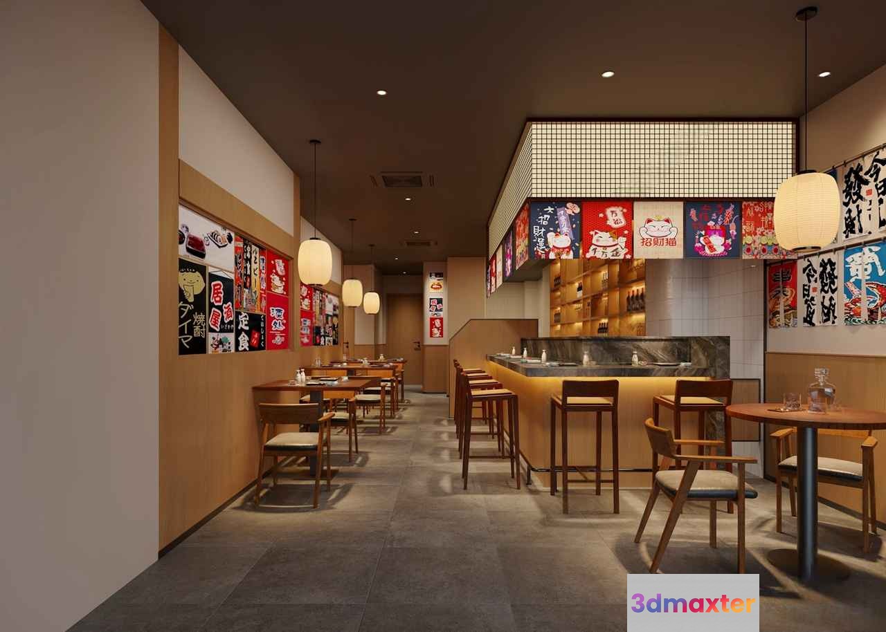 Japanese Restaurant 3D Model - 1119 - CORONA Render