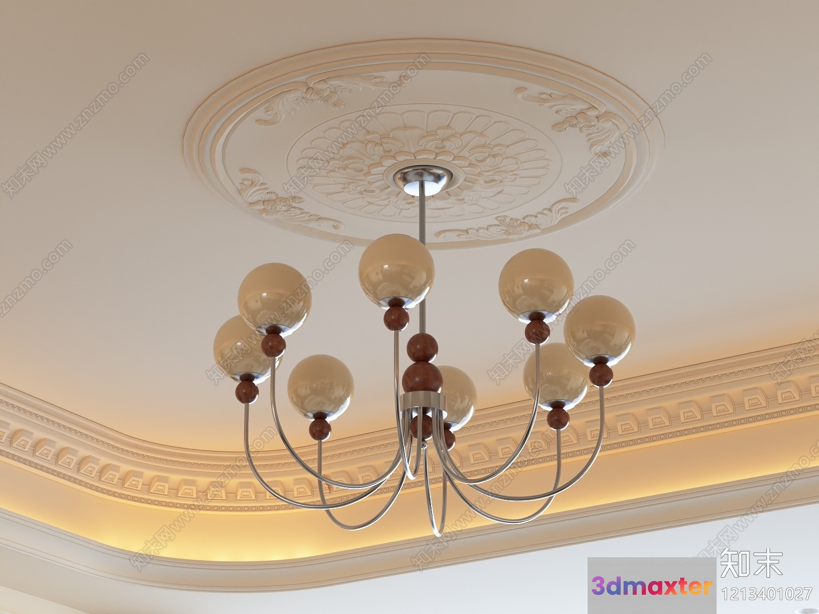 Gold Light Fixture 3D Model - 11050 - VRAY Render
