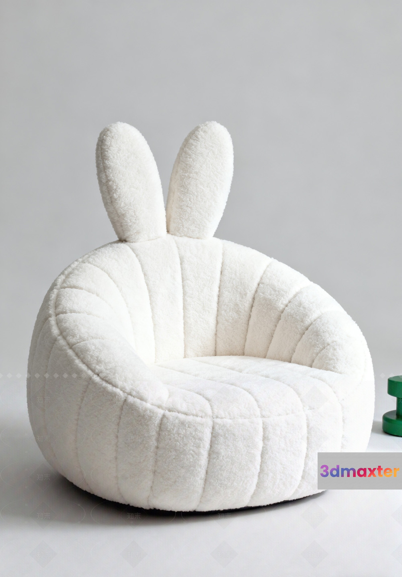 White Plush Chair 3D Model - 186 - VRAY Render