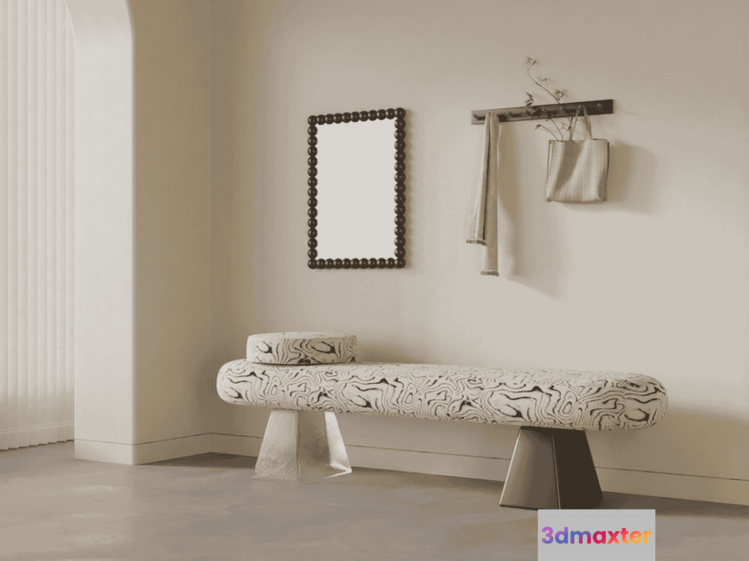 Modern White Bench 3D Model - 12398 - VRAY Render