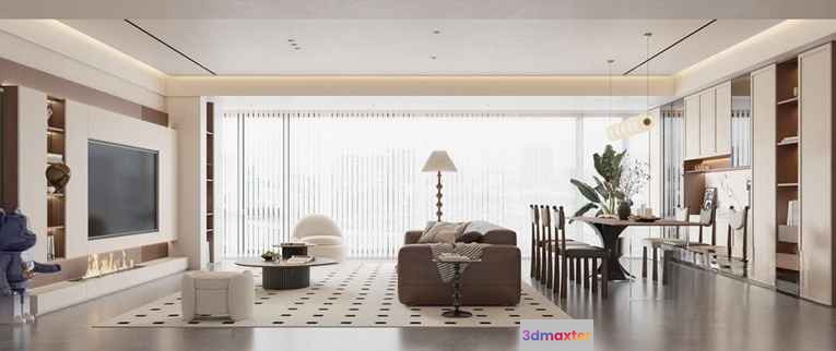 Modern Living Room 3D Model - 16255 - VRAY Render