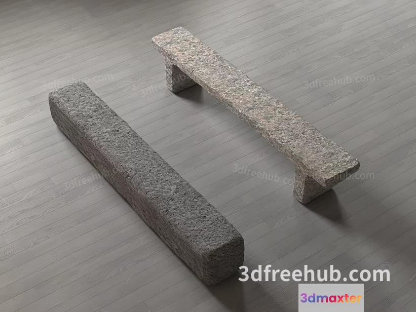 A 3D Rendering Of Two Stone Benches 3D Model - 20926 - VRAY Render