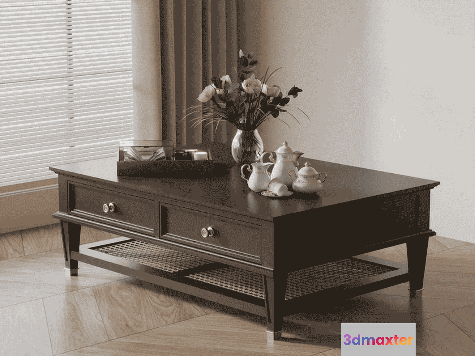 A Dark Wood Coffee Table 3D Model - 11112 - VRAY Render