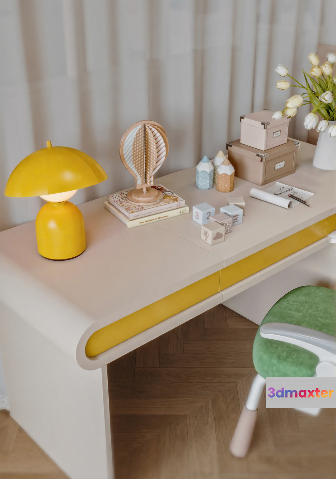 A White Desk 3D Model - 7969 - CORONA Render