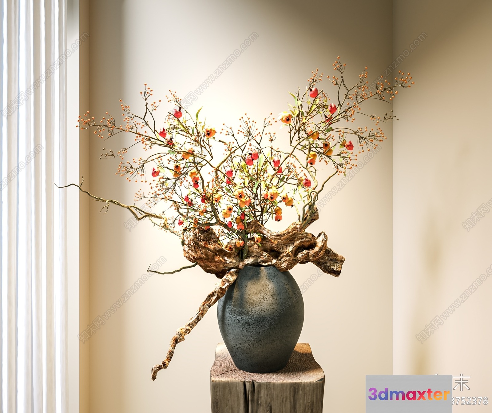 A Vase With Flowers In It 3D Model - 17564 - VRAY Render