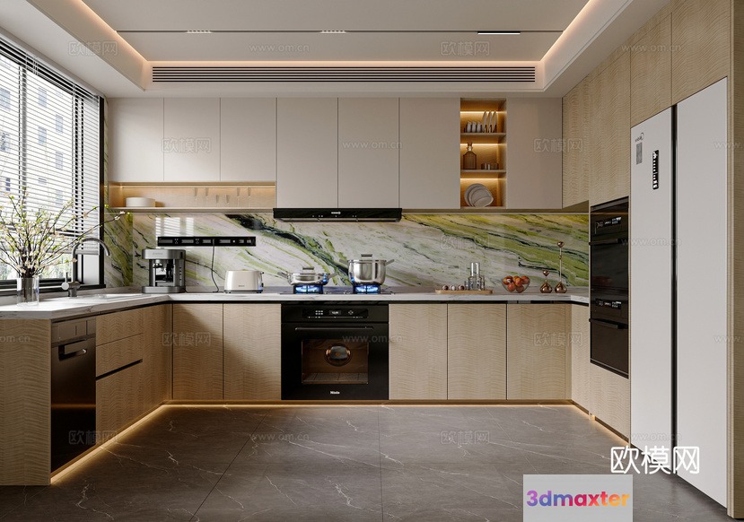 Modern Kitchen 3D Model - 4439 - VRAY Render
