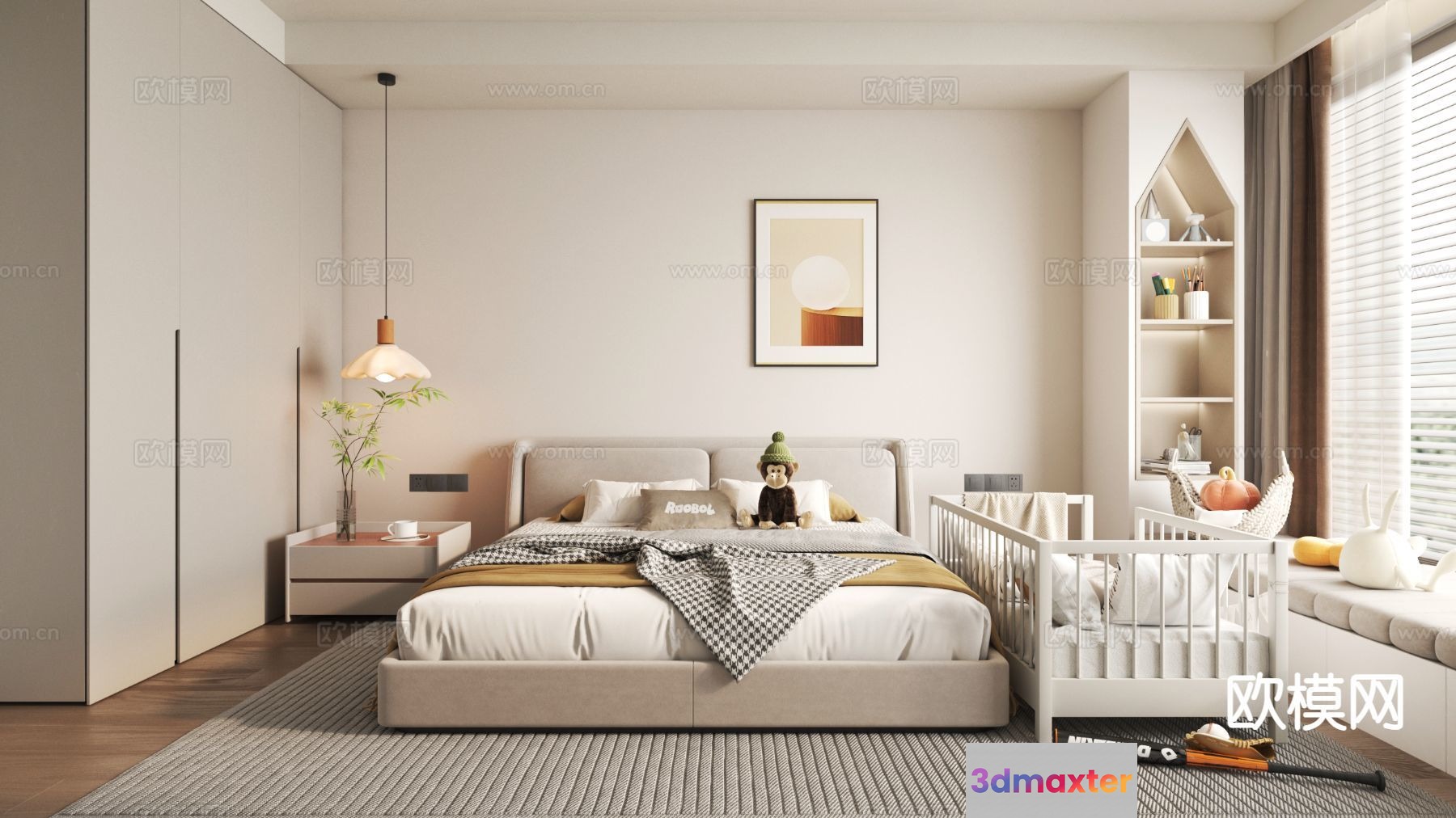 Cozy Bedroom 3D Model - 18627 - VRAY Render