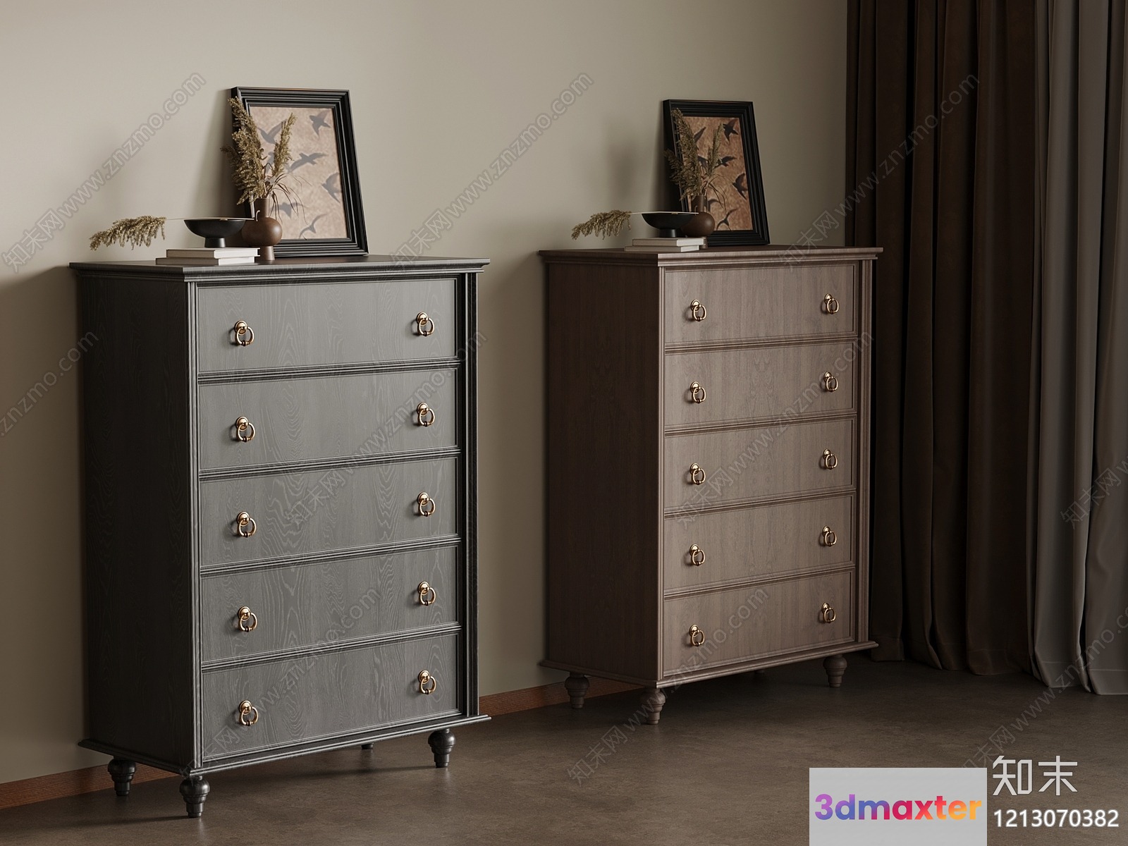 Two Tall Dressers 3D Model - 3398 - VRAY Render