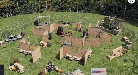 A Grassy Field With An Obstacle Course 3D Model - 12604 - VRAY Render