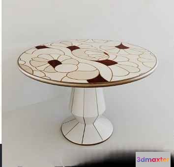 White Table With Flower Design 3D Model - 15565 - CORONA Render